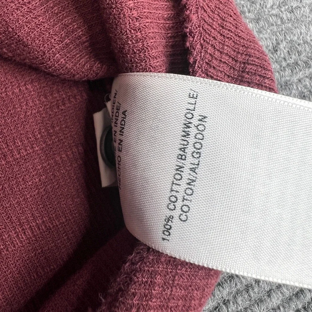 True Religion Mens XL Burgundy Waffle Knit Thermal Long Sleeve Henley Shirt